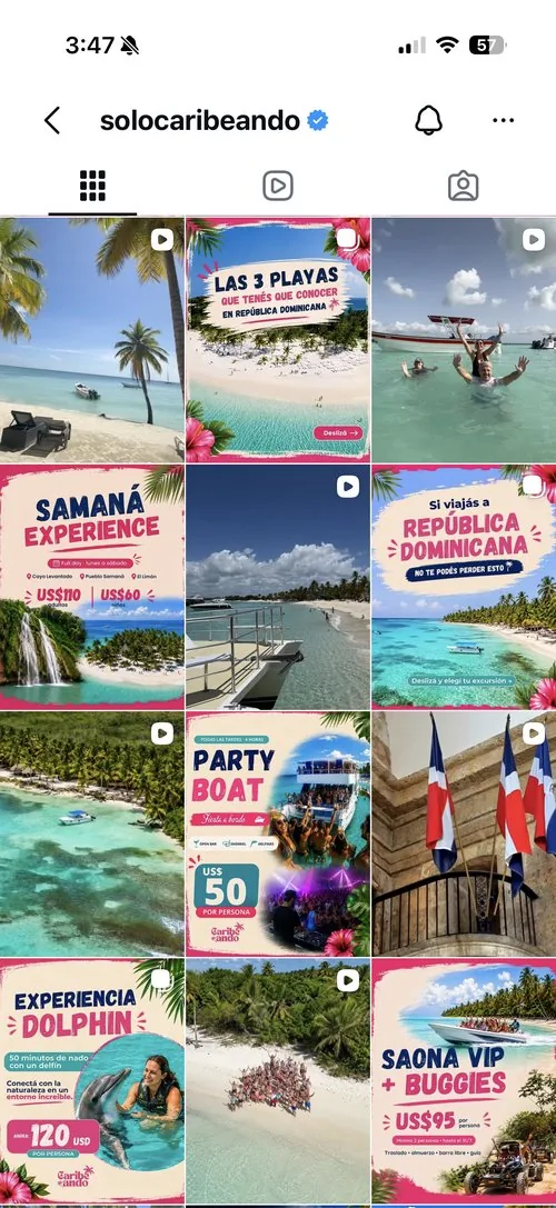 Perfil de Instagram Solo Caribeando